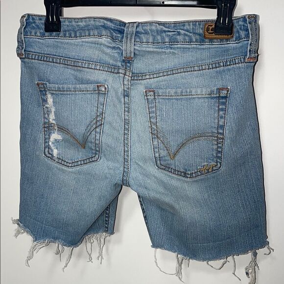 Refuge Denim Blue Distressed Women's Shorts - Picture 7 of 10